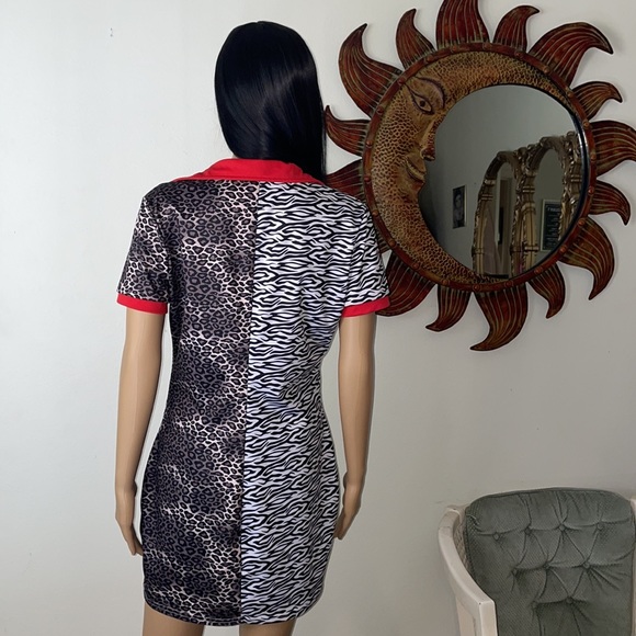Half Zebra Half Cheetah Collared Dress - Picture 10 of 14